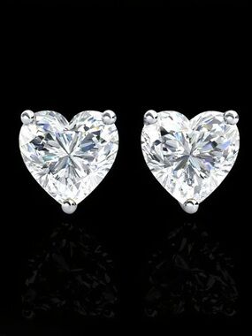 Anna Zuckerman 4 Carat Heart shaped White Crystal Stud Earrings